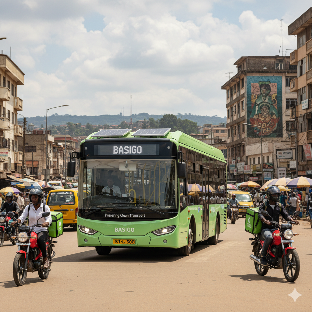 electric vehicles in the middle of a busy city
